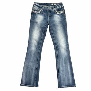 Miss Me REWORKED/ALTERED Y2K Bootcut Jeans Fits Size 27 McBling Grunge